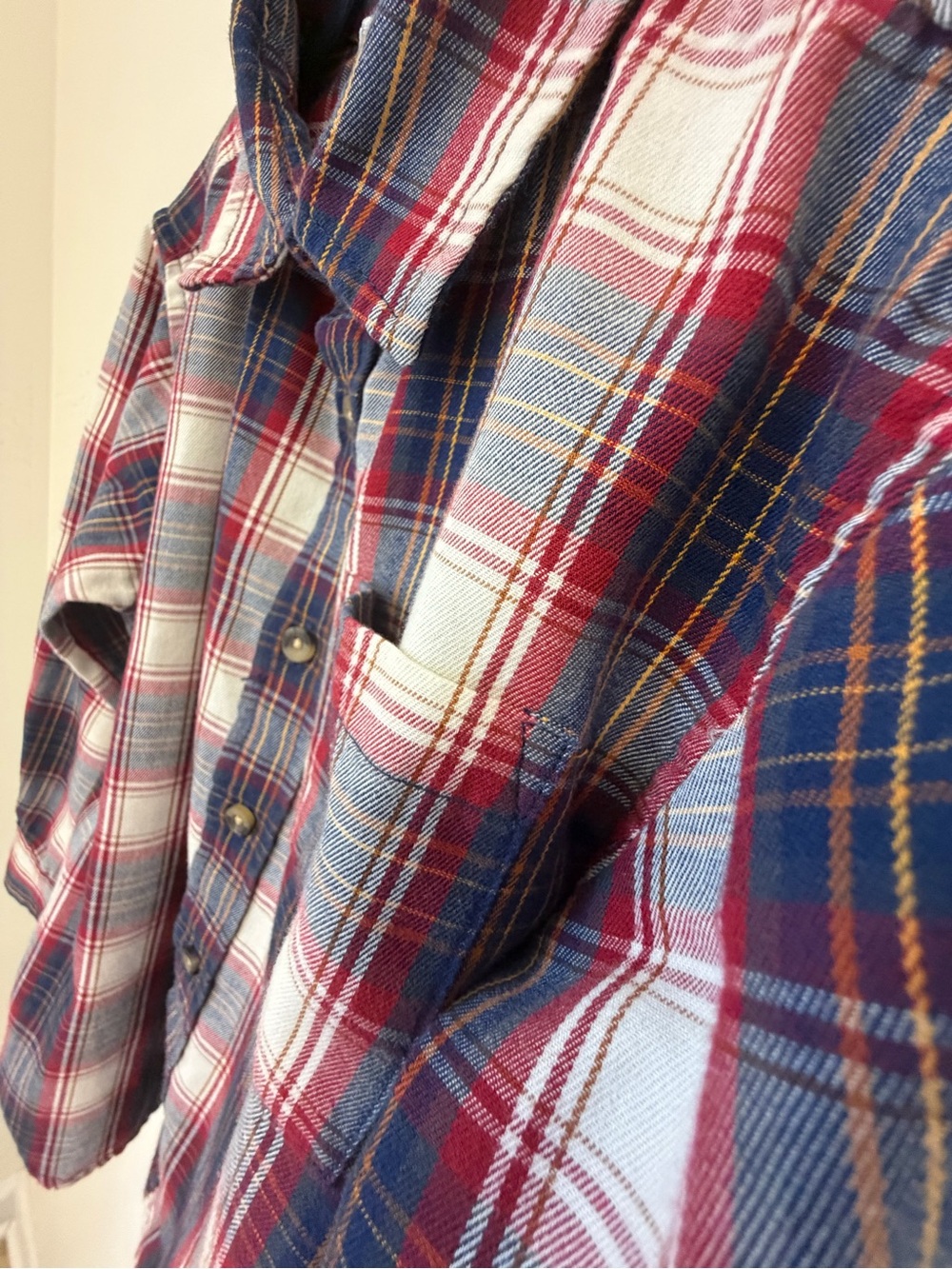 Wrangler Red, Navy & Cream Plaid Shirt - Picture 3 of 4